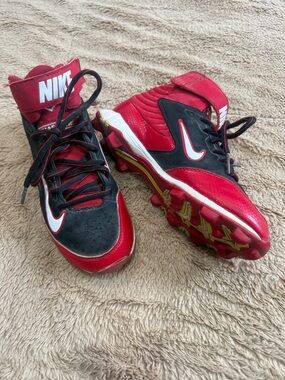 Nike Kids Red and Black Cleats - Youth Soccer/Football Sneakers